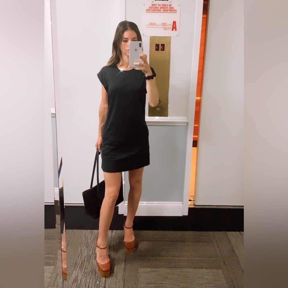 Helmut Lang black quell tee mini shirt dress P